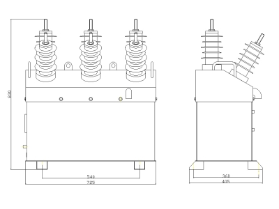 三元件干式高压计量箱特点、接线原理和外形及安装尺寸说明